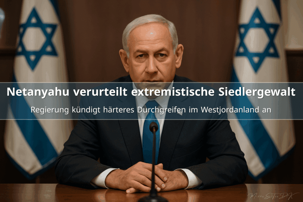 Benjamin Netanyahu spricht über zunehmende Siedlergewalt im Westjordanland und kündigt hartes Vorgehen gegen Extremisten an.
