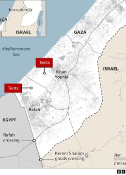 Zeltlager im Süden Gazas zwischen Khan Younis und Rafah