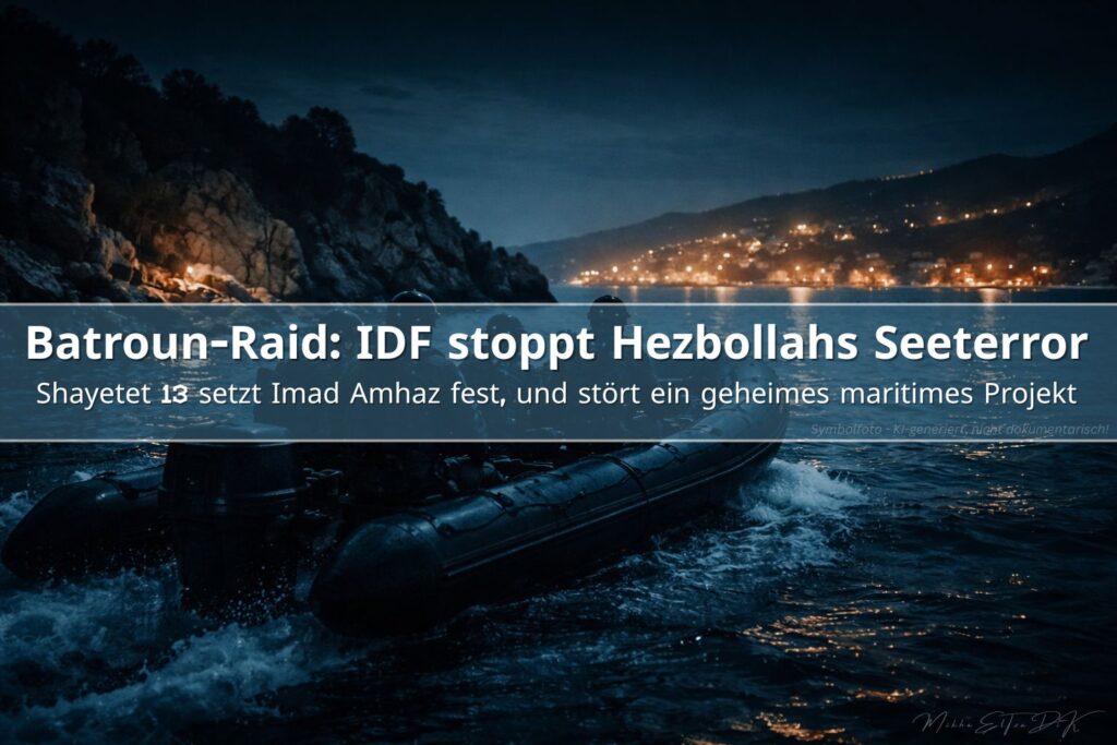 Batroun-Raid, israelische Marinekommandos nähern sich nachts mit RHIB einer libanesischen Küste, Symbolbild