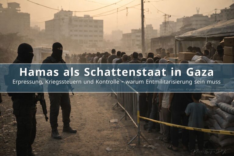 Hamas Schattenstaat in Gaza: Zivilisten warten an einer Hilfsgueter-Ausgabestelle, waehrend bewaffnete Maenner den Zugang kontrollieren