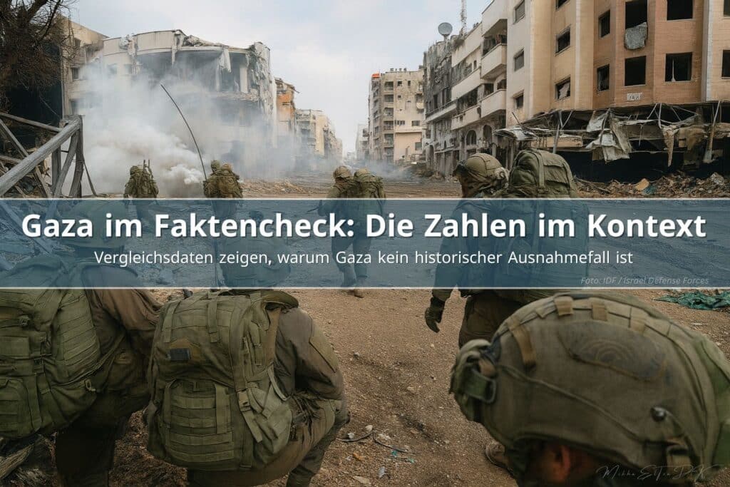 IDF Soldaten bewegen sich während einer Bodenoperation durch eine zerstörte Straße in Gaza, Rauch im Hintergrund, militärische Ausrüstung im Einsatz