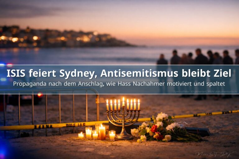 Hanukkah Gedenkstätte am Strand in Sydney mit Menorah, Kerzen und Polizeisperren nach antisemitischem Terroranschlag