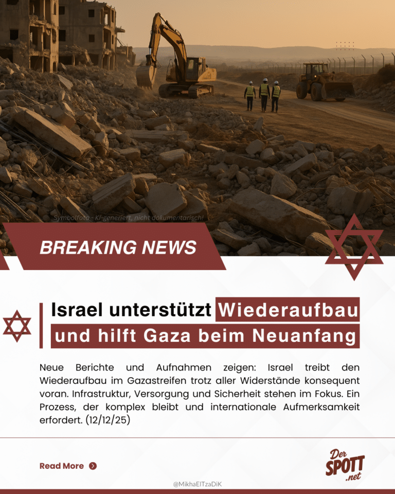 Symbolbild zum Wiederaufbau im Gazastreifen mit israelischer Unterstützung, Fokus auf Infrastruktur und Sicherheit