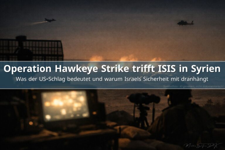 Nachtaufnahme einer US-Militäroperation in der syrischen Wüste nahe Palmyra, Beobachtungsposten im Vordergrund, entfernte Präzisionsschläge gegen ISIS am Horizont