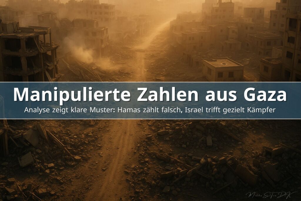 Luftaufnahme einer zerstörten Stadtlandschaft in Gaza bei warmem Licht, die gezielte israelische Präzisionsschläge und die komplexe urbane Kriegssituation zeigt.