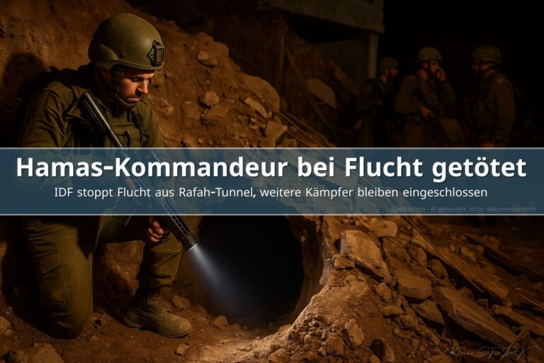 IDF-Soldat untersucht Eingang eines zerstörten Rafah-Tunnels während einer Anti-Terror-Operation