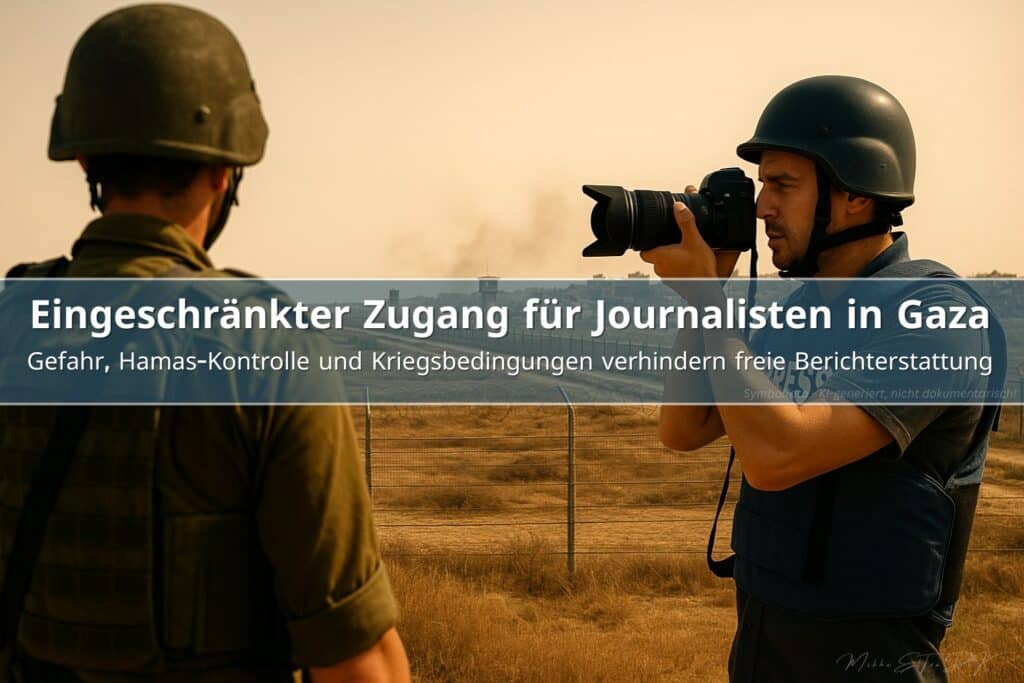 IDF Soldat und Pressefotograf beobachten die Gaza-Grenze in dokumentarischer Szene